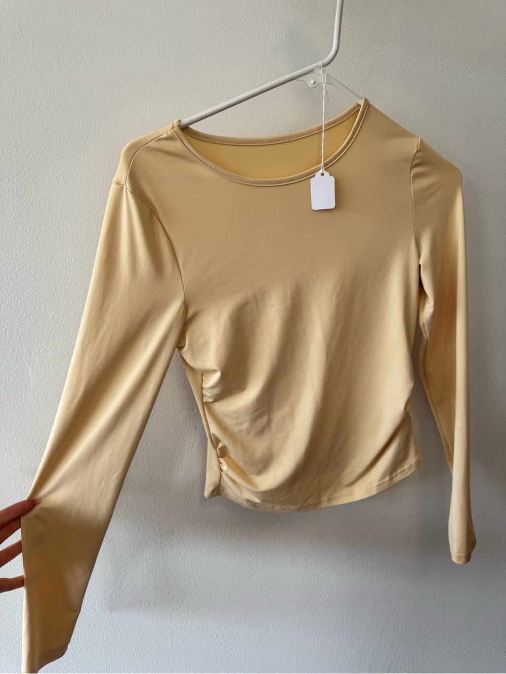 Women's Long Sleeve Crew Neck Top - Pale Yellow